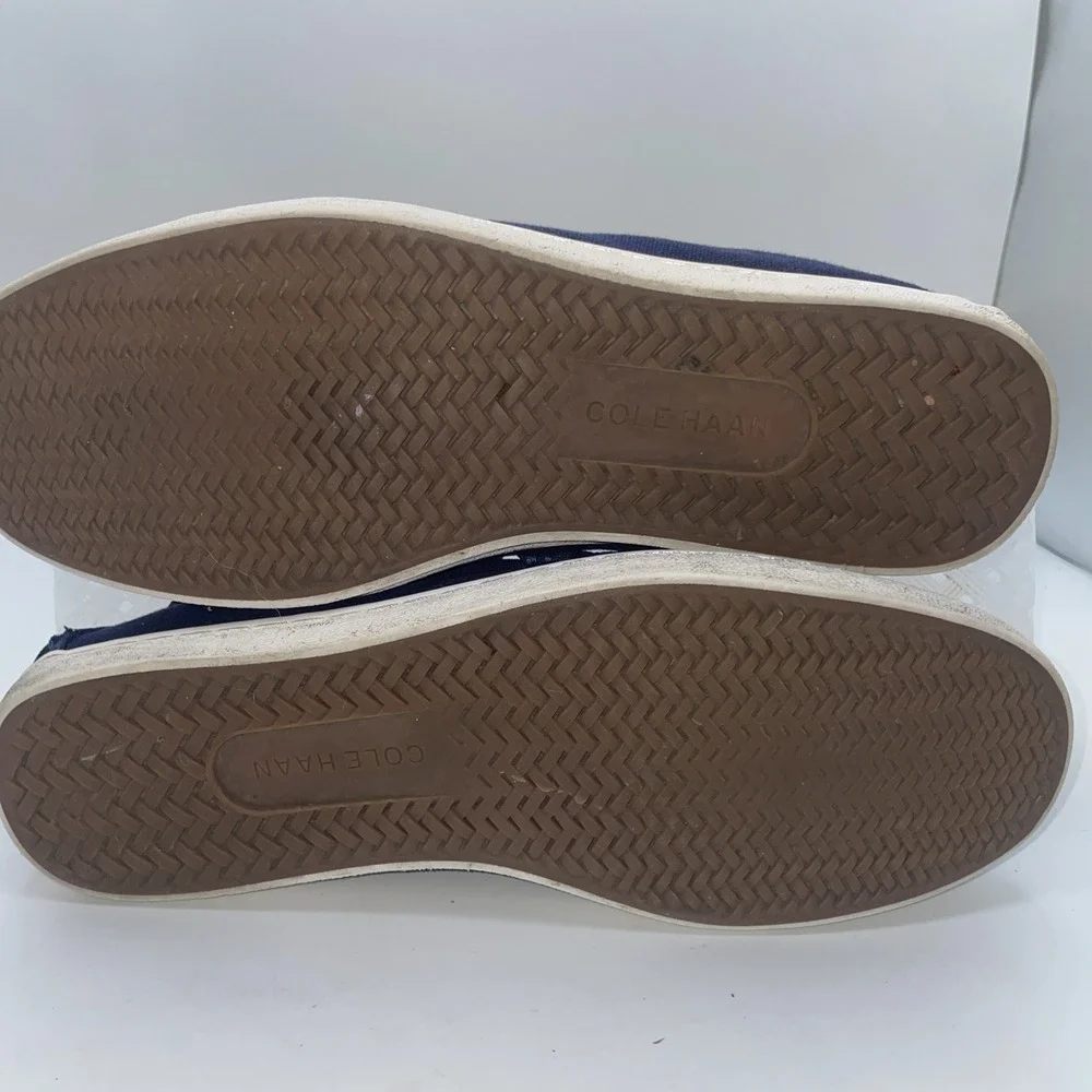 Cole Haan Pinch Maine Classic Navy Canvas Slip On Penny‎ Loafers Shoes Size 8.5